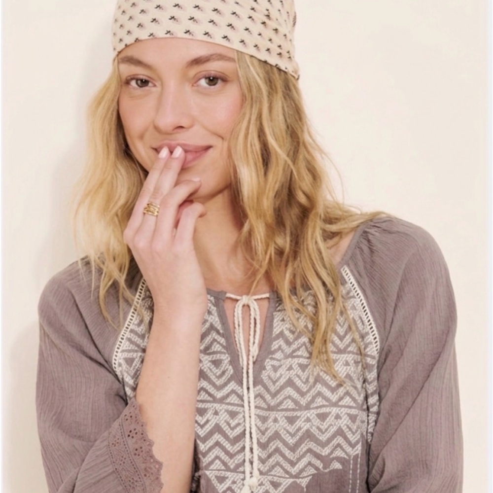 Embroidered boho dress with drawstring waist L